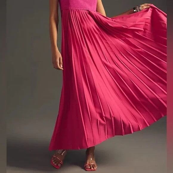 Anthropologie Mare Mare Pleated Maxi Dress - XL Pink Combo - Picture 4 of 6